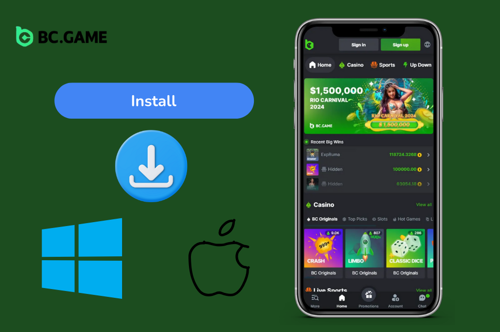 Installing BC Game App on PC (Windows/Mac)